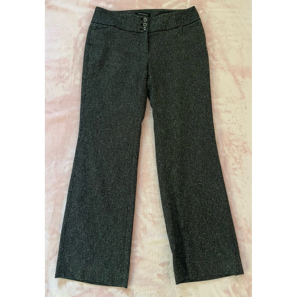 White House Black Market Black Heather Tweed Lined Pants Bootcut Size 4R